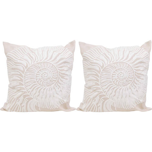 2PK LVD Spiral Shell Decorative Home Cushion Pillow 43x43x10cm Natural