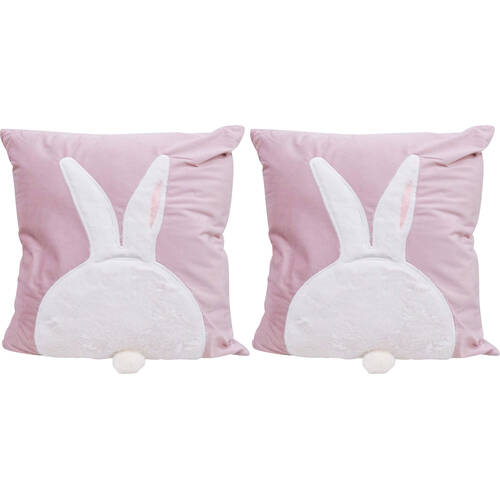 2PK LVD Bunny Tail Decorative Home Cushion Pillow 44x44x10cm Pink/White