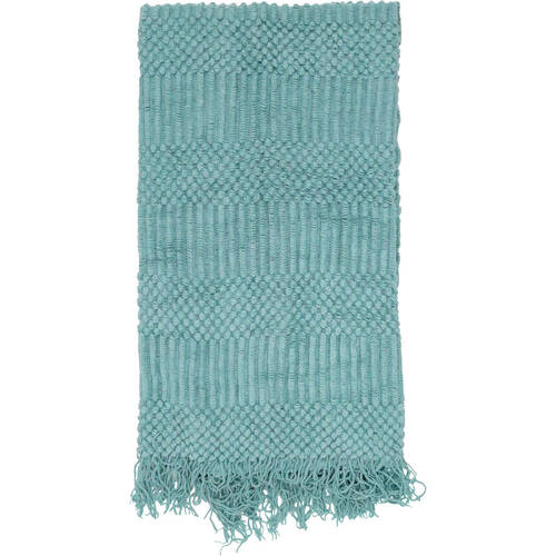 LVD Shell Stone Woven Decorative Fringed Throw Blanket 160x140cm Blue