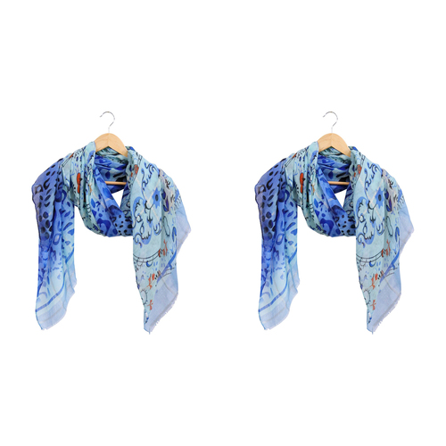 2PK LVD Scarf Sarong Blue Boheme Themed Stylish Womens Fashion