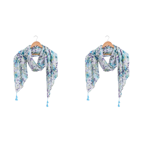 2PK LVD Scarf Sarong Pretty Blues Themed Stylish Womens Fashion