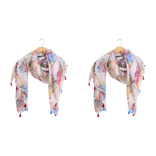 2PK LVD Scarf Sarong Tropicana Themed Stylish Womens Fashion