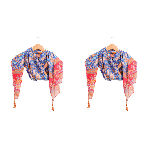 2PK LVD Scarf Sarong Navy Country Themed Stylish Womens Fashion