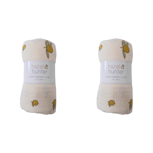 2PK LVD Muslin Wrap Lemons Home/Nursery Decor Children/Baby 100x100cm