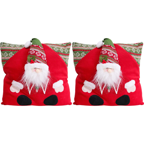 2PK LVD Cushion Santa Red Decorative Pillow Home Lounge Decor