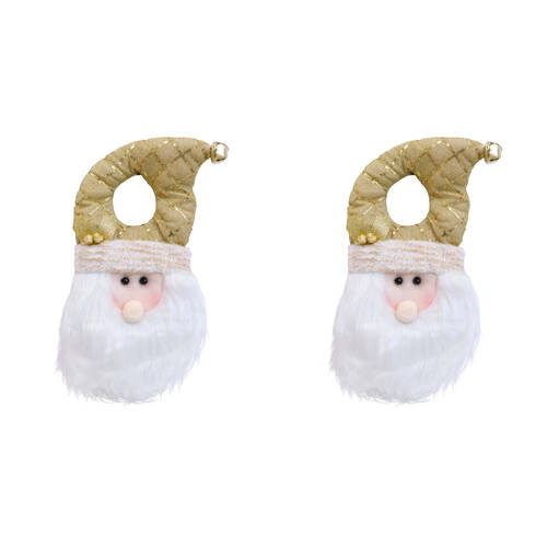 2PK LVD Hanging Santa Christmas Door Hanger Festive Decoration 43cm Gold