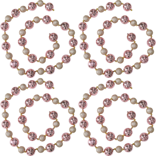 4PK LVD Bauble Garland Pink Champagne Seasonal Christmas Decoration