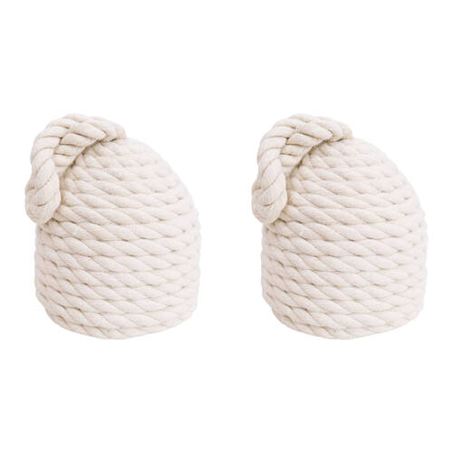 2PK LVD Doorstop Rope Hive Weighted Door Stopper 15cm White