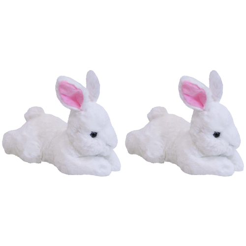 2PK LVD Plush Belly Bunny White Kids/Childrens Stuffed Animal/Soft Toy 0+