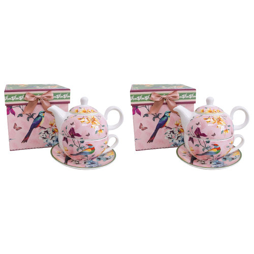 2PK LVD Ceramic Tea Set w/ Box Pretty Birds Home/Kitchen Drinkware