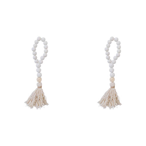 2PK LVD Beaded Stone Hanger w/ Tassel Hanging Ornament Decor 26cm