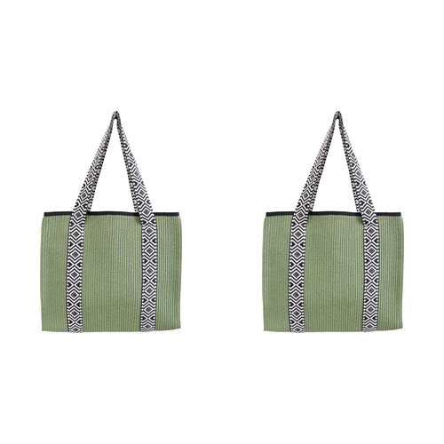 2PK LVD Women's Beach Carry Tote Shoulder Bag 34x29cm - Sage