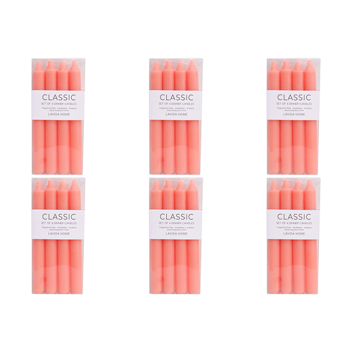 6x 4pc LVD Dinner Candles Peach Decorative Tableware/Serveware