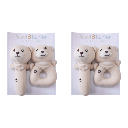 2x 2pcLVD Rattles  Bear Infant/Baby Interactive Play Toy 0+