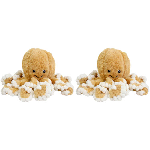 2x LVD Polyester Plush Ollie Octopus Kids Stuffed Cuddle Toys Small 22cm Brown