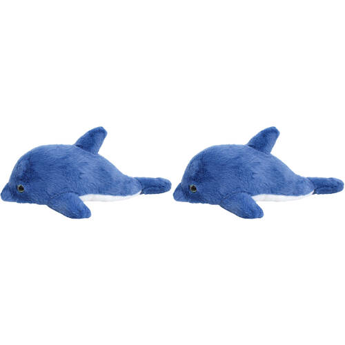 2x LVD Polyester Plush Small Dollie Dolphin Kids Stuffed Cuddle Toys 20cm Blue