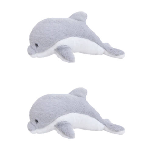 2PK LVD Super-Soft Plush Dolphin Kids Stuffed Animal Toy 29x15cm Grey