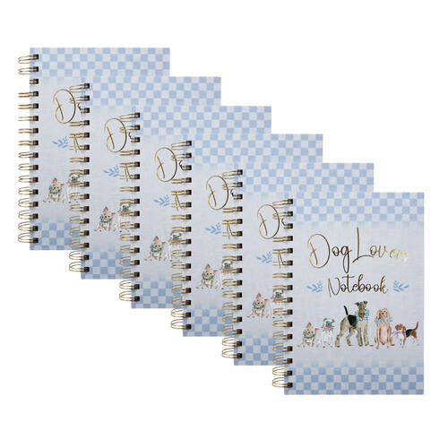 6PK LVD Dog Lovers A5 Notebook Spiral-Bound Writing Stationery