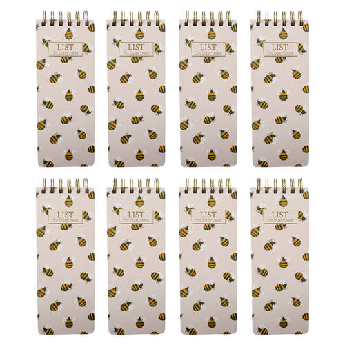 8PK LVD Busy Bee List Pad/Notepad Writing Stationery 8.5x23cm