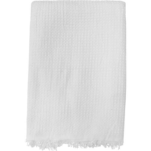 LVD 100% Cotton Textured Waffle Weave Throw Blanket 230x200cm White
