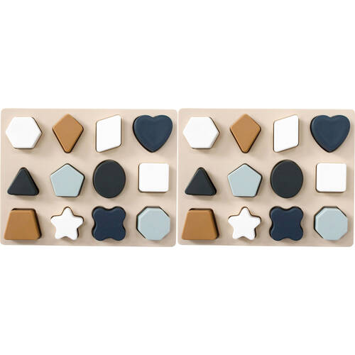 2PK LVD Silicone Baby Geometry Tactile Puzzle Toy 18x14cm Multicoloured