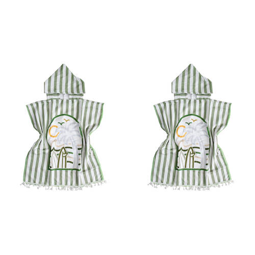2PK LVD Microfibre Kids Towel Hooded Poncho w/ Bag 70x70cm Summer Greens
