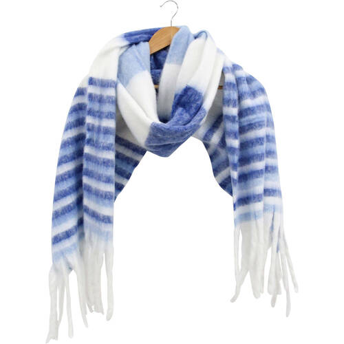 LVD Women's Nautical Stripes Patterned Winter Scarf 45x240cm Blue/White 