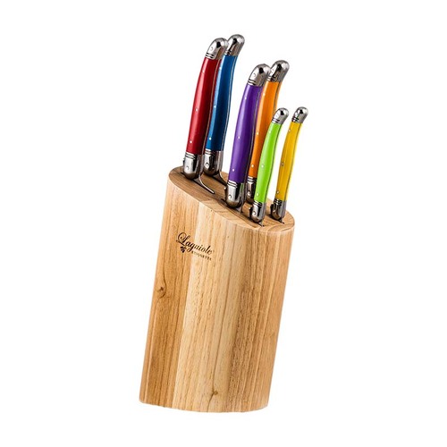 7pc Laguiole Stainless Steel Kitchen Knife Set w/ Block