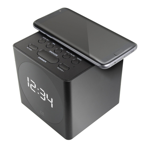 Liquid Ears Dual Alarm Clock w/Wireless Phone Charge