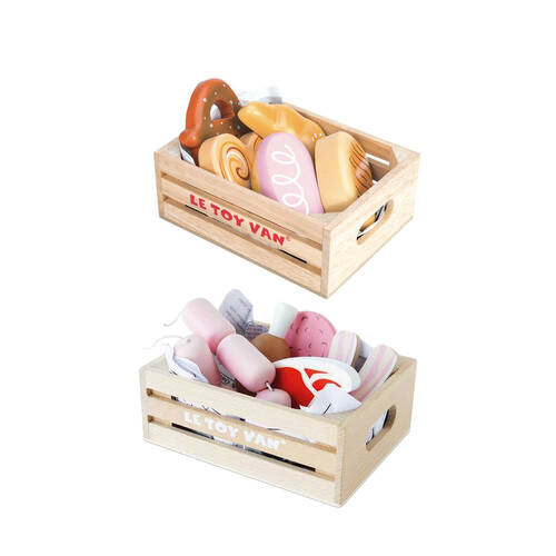Le Toy Van Honeybake Baker's Basket/Market Meat in Crate Wooden Toy 2y+