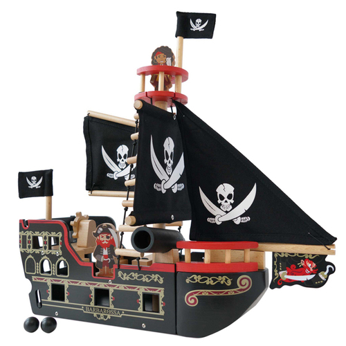 Le Toy Van 50cm Barbarossa Pirate Ship Wooden Toy Kids/Children 3y+