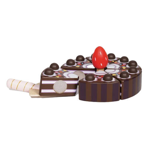 8pc Le Toy Van Wooden Chocolate Gateau Sliceable Cake Toy 2y+