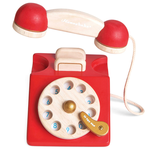 Le Toy Van Honeybake Vintage Phone 10x13cm Wooden Toy 2y+ Red