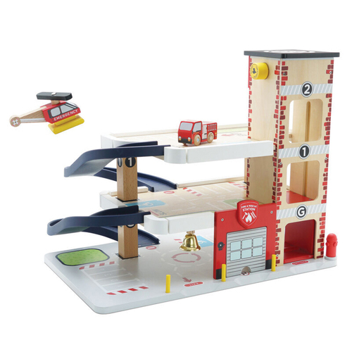 Le Toy Van George's Fire & Rescue Garage Wood Toy Set Kids 3y+