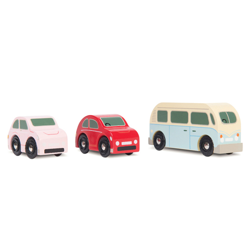 3pc Le Toy Van Retro Metro Car Set 5x10.5cm Wooden Toy 2y+