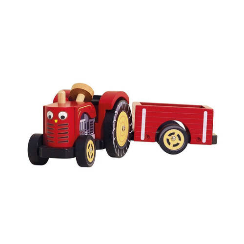 Le Toy Van Wooden Farmyard Tractor & Trailer Toy 2y+