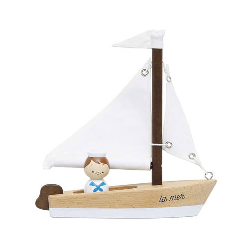 2pc Le Toy Van Wooden Sailing Boat & Captain Set 21x23cm Kids/Children 3y+