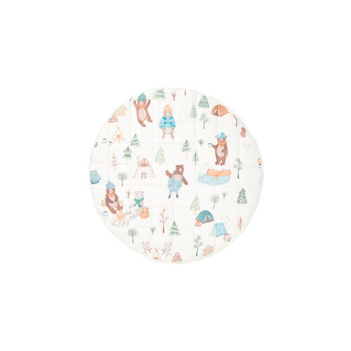 Linen House Kids 120cm Cotton Camping Bears Play Mat Round