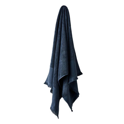Linen House Aria Slate Cotton/Bamboo Bath Sheet 82x170cm - Blue