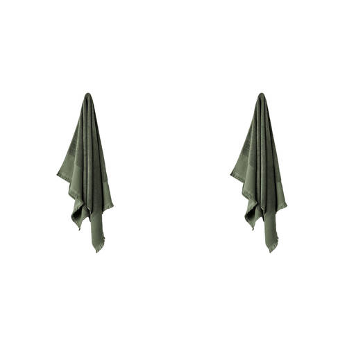 2PK Linen House Aria Pine Cotton/Bamboo Bath Towel 69x139cm - Green