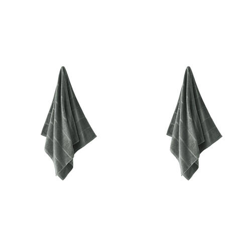 2PK Linen House Velour Stripe Cotton Storm Bath Towel 69x139cm - Green