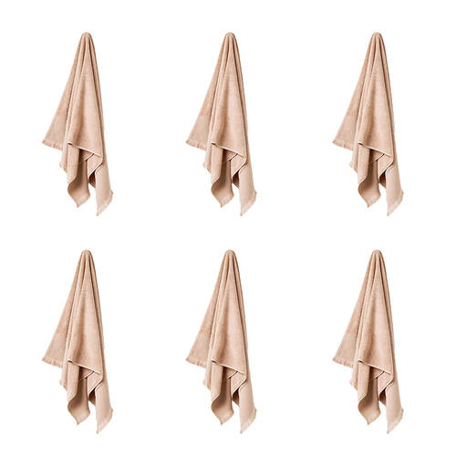 6PK Linen House Aria Nude Cotton/Bamboo Hand Towel 40x71cm - Pink