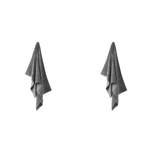 2PK Linen House Velour Stripe Cotton Ash Hand Towel 40x71cm - Charcoal