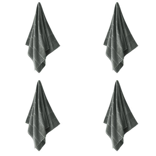 4PK Linen House Velour Stripe Cotton Storm Hand Towel 40x71cm - Green