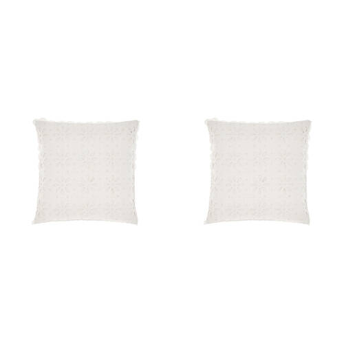 2PK Linen House 48x48cm Miranda White Bedroom Cushion Square