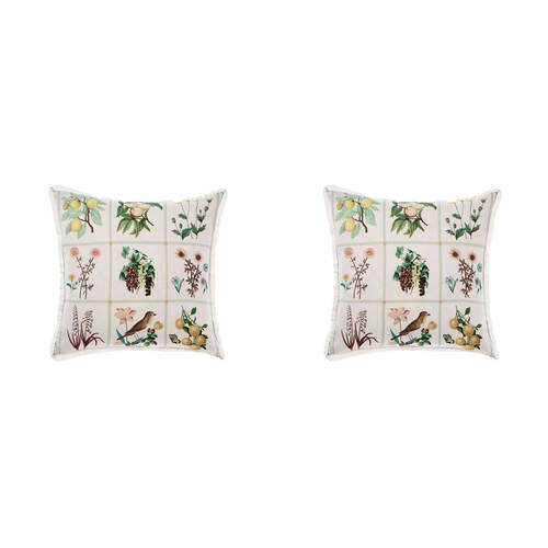 2PK Linen House Garden Bed Vanilla Cotton Cushion 48x48cm