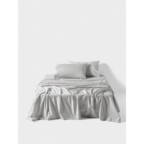 Linen House Single Australian Cotton Sheet w/ Pillowcase Set - Silver