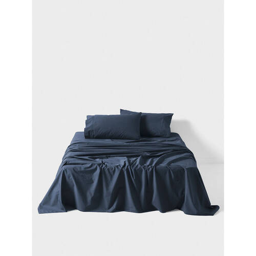 Linen House Single Australian Cotton Sheet w/ Pillowcase Set - Navy