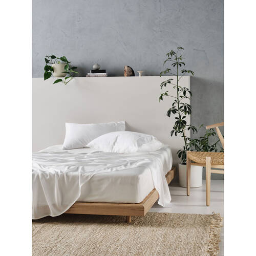 Linen House Queen Tencel Bed Sheet w/ Pillowcase Set - White