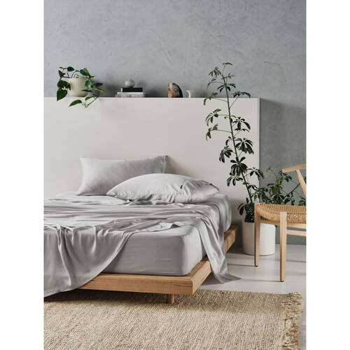 Linen House Queen Tencel Bed Sheet w/ Pillowcase Set - Silver
